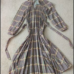 Otherstories plaid pleated midi dress